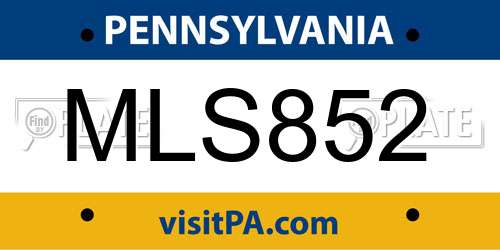 MLS852 Pennsylvania License Plate