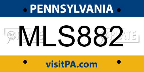 MLS882 Pennsylvania License Plate