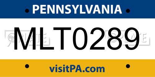 MLT0289 Pennsylvania License Plate