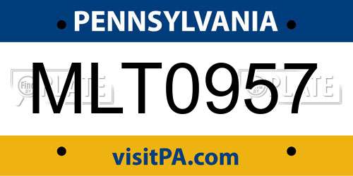 MLT0957 Pennsylvania License Plate