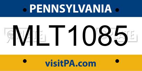 MLT1085 Pennsylvania License Plate