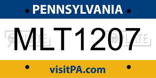 MLT1207 Pennsylvania License Plate