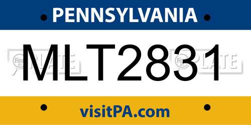 MLT2831 Pennsylvania License Plate