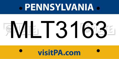 MLT3163 Pennsylvania License Plate