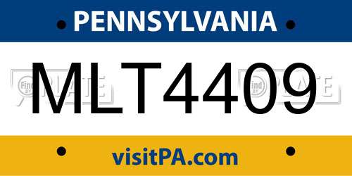 MLT4409 Pennsylvania License Plate