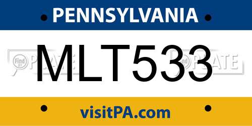 MLT533 Pennsylvania License Plate