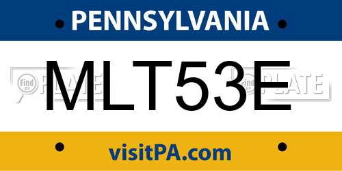 MLT53E Pennsylvania License Plate