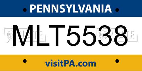 MLT5538 Pennsylvania License Plate