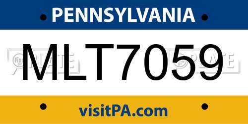 MLT7059 Pennsylvania License Plate