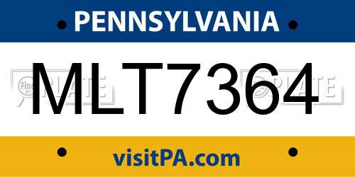 MLT7364 Pennsylvania License Plate