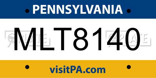 MLT8140 Pennsylvania License Plate