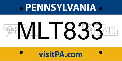 MLT833 Pennsylvania License Plate