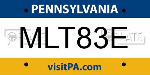 MLT83E Pennsylvania License Plate