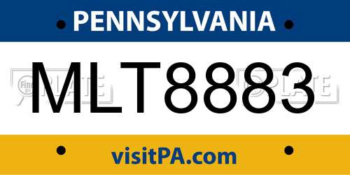 MLT8883 Pennsylvania License Plate
