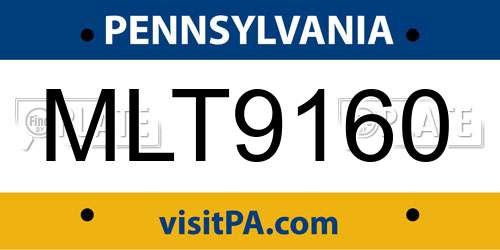 MLT9160 Pennsylvania License Plate