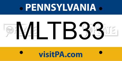 MLTB33 Pennsylvania License Plate