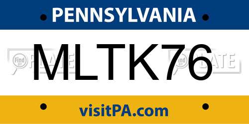 MLTK76 Pennsylvania License Plate