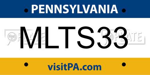MLTS33 Pennsylvania License Plate