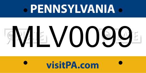 MLV0099 Pennsylvania License Plate