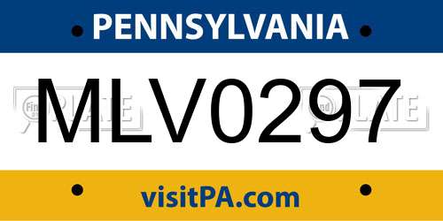 MLV0297 Pennsylvania License Plate