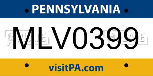 MLV0399 Pennsylvania License Plate