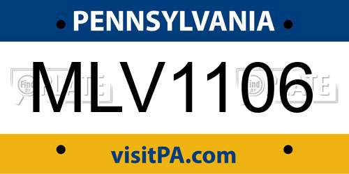 MLV1106 Pennsylvania License Plate