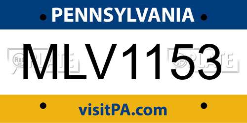 MLV1153 Pennsylvania License Plate