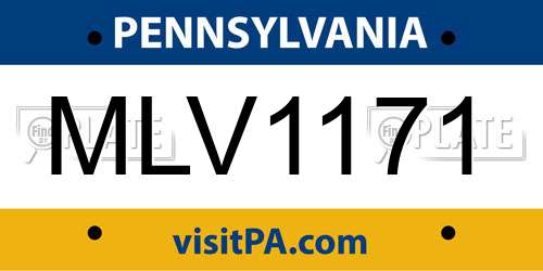 MLV1171 Pennsylvania License Plate