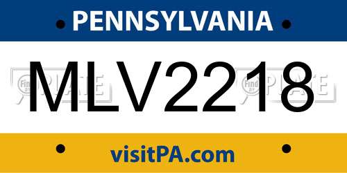 MLV2218 Pennsylvania License Plate