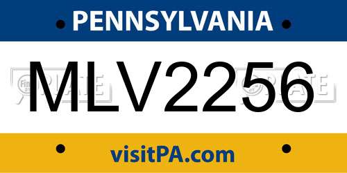 MLV2256 Pennsylvania License Plate