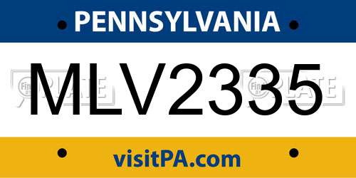 MLV2335 Pennsylvania License Plate