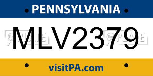 MLV2379 Pennsylvania License Plate