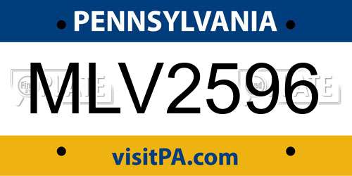 MLV2596 Pennsylvania License Plate
