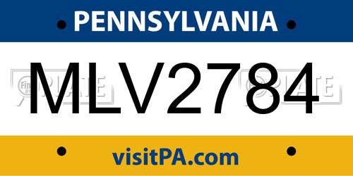 MLV2784 Pennsylvania License Plate