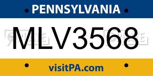 MLV3568 Pennsylvania License Plate