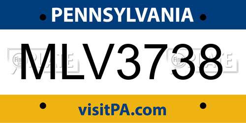 MLV3738 Pennsylvania License Plate