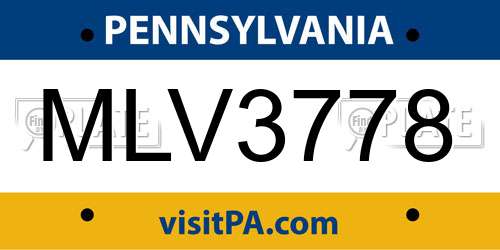 MLV3778 Pennsylvania License Plate