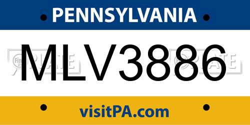 MLV3886 Pennsylvania License Plate