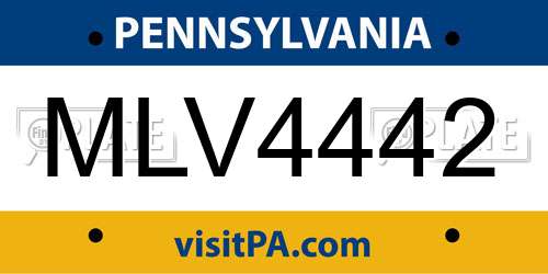 MLV4442 Pennsylvania License Plate
