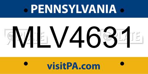 MLV4631 Pennsylvania License Plate