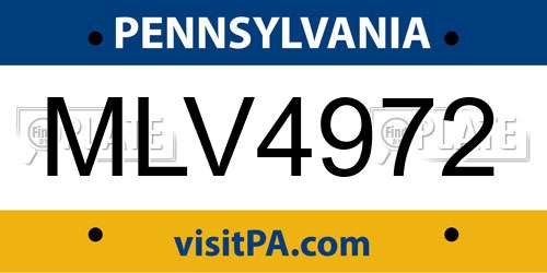 MLV4972 Pennsylvania License Plate