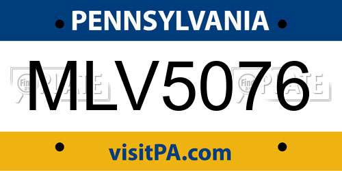 MLV5076 Pennsylvania License Plate