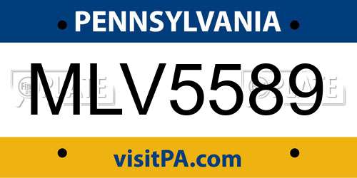 MLV5589 Pennsylvania License Plate