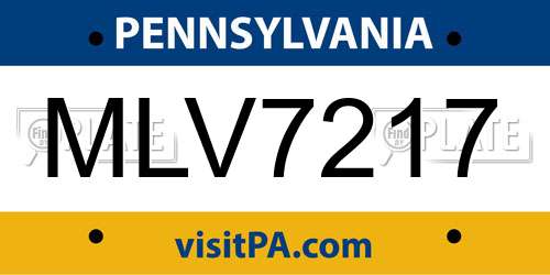MLV7217 Pennsylvania License Plate
