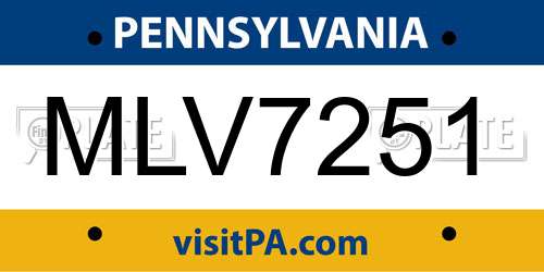 MLV7251 Pennsylvania License Plate