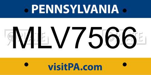 MLV7566 Pennsylvania License Plate