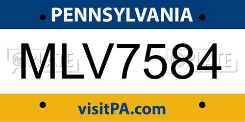 MLV7584 Pennsylvania License Plate