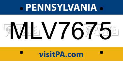 MLV7675 Pennsylvania License Plate