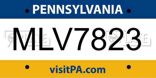 MLV7823 Pennsylvania License Plate