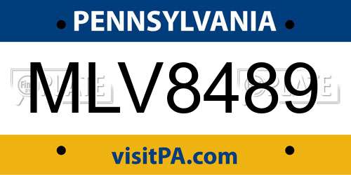 MLV8489 Pennsylvania License Plate